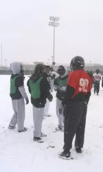 Texas Tech held its final home workout of the season on the snow-covered practice fields at the Football Training Facility.