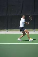 Senior Irina Tereschenko receives All-Big 12 honors in singles, as well as in doubles with senior Kendall Brooks.