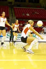 Senior Kelly Johnson contributed 19 digs in Tech's 99-dig performance to lift the Red Raiders over Iowa State 3-1.