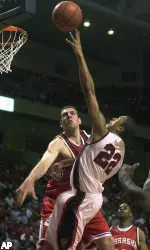 Jarrius Jackson shoots against Nebraska's Aleks Maric.