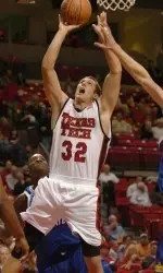 Jonathan Plefka goes for a layup during the first half. (AP Photo/ Lubbock Avalanche-Journal, Staci Gray)