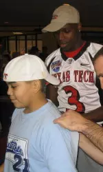 Texas Tech players and head coach Mike Leach visited Scottish Rite Hospital today.