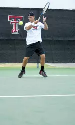 <B>Photo Courtesy Picturemann/Scott Mann</B>Jakob Paulsen defeated the number one position to lead the Red Raiders to a 5-1 victory against Hardin Simmons.