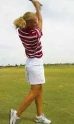 <p>Photo Provided by PictureMann Photos:</b> Senior Kim Kolb leads the Lady Raiders with a first-round 76.