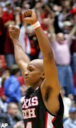 Ronald Ross celebrates his teams win over Gonzaga in the second round of the NCAA Championships.