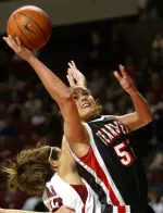 Alesha Robertson and the Lady Raiders battle Middle Tennessee State at Reunion Arena on Monday.