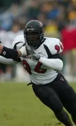 Junior defensive end Keyunta Dawson led the Red Raider defense with two sacks in Saturday's annual Red-Black Game.