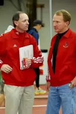 Wes Kittley (left) coached Texas Tech to its first Big 12 Track & Field championship.