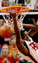 Texas Tech's Martin Zeno dunks the ball late in the first half. (AP Photo/Lubbock Avalanche-Journal, Joe Don Buckner)