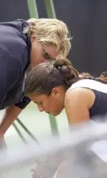Coach Cari Groce and Cigdem Duru