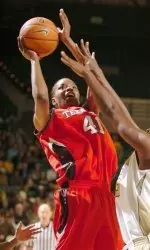 Texas Tech's LaToya Davis shoots over Baylors' Sophia Young during the first half of their basketball game Sunday, Feb. 19, 2006, in Waco, Texas. (AP Photo/Rod Aydelotte)
