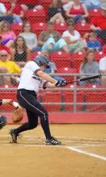 Junior Brandy Moulin collected three hits on the day, including a game two home run