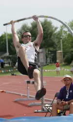 Sage Thames found his grove in the pole vault and finished in fourth place with a clearance of 17'-5