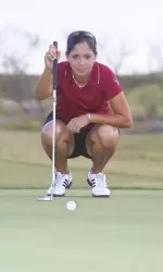 Gloriana Soto finished with the lowest round for the Raiders on the day.