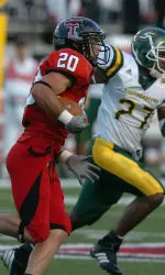 Texas Tech's Danny Amendola (20) makes a 54-yard punt return in the second quarter against Southeastern Louisiana. (AP Photo)
