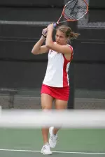 Sophomore Samantha van der Drift leads her team in singles at 10-2.