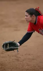 Jennifer Corkin managed the only hit for the Red Raiders