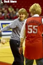 Head coach Kristy Curry does a demonstration during the first Girls Rule Clinic