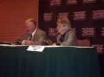 Kristy Curry addresses the media at Big 12 Media Day.