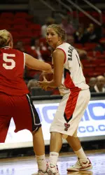 Jordan Barncastle had her first career double-double with 14 points and 13 rebounds in the win.