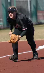 Jennifer Bowers hit a towering homerun for the Red Raiders against the Canadian National Team Sunday.