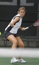 Senior Janet Durham clinches the match for Texas Tech