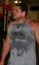 Texas Tech offensive tackle Rylan Reed set a new school record with a 625-pound bench Monday afternoon, shattering his old mark of 565 pounds.