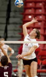 When moved back to the middle hitter spot, Amanda Dowdy was effective for Tech.