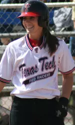 Liz Eimen tallied one of the Red Raiders two hits on the day