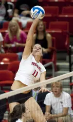 Amanda Dowdy leads Tech in kills -- like this one
