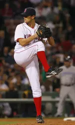 Former Red Raiders Dustin Richardson on the mound for the Boston Red Sox.