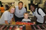 The Lady Raiders will sign autographs and hand out schedule cards and posters during homecoming festivities.