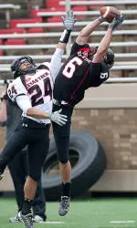 Wide receiver Austin Zouzalik hauled in a touchdown pass Saturday in the Texas Tech Spring Game.