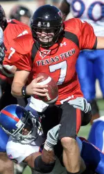 Texas Tech sophomore quarterback Seth Deoge (above) split snaps with redshirt freshman Jacob Karam in Friday's scrimmage as quarterbacks Taylor Potts and Steven Sheffield nurse injuries.