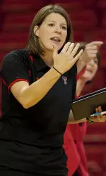 One of the state's all-century squad members, Beth Falls in her more comfortable role as Texas Tech assistant coach