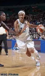 Plenette Pierson makes a run for her third WNBA Championship. Photo courtesy of MSG Photos.