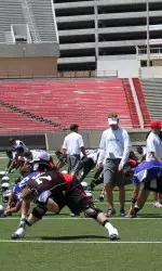Texas Tech hit the practice fields for the first time this afternoon inside Jones AT&T Stadium.
