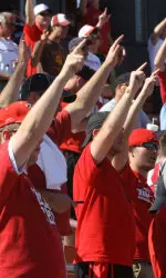 Fans sing the Texas Tech fight song
