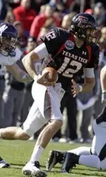 Taylor Potts runs with the ball. Potts went 43 of 56 for 369 yards.