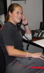 Soccer player Colleen Pitts working the phone banks at the first Thank-a-Thon