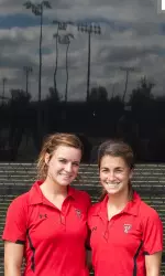 Samantha Adams and Kelsy Garland won their doubles match over the Cameron tandem, 8-1.