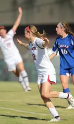 Freshman forward Janine Beckie was named to the All-Big 12 Tournament team on Sunday.