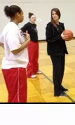 Kelsi Baker and Layne Reeves help give instructions at the Covenant WeFit event at the Texas Tech Recreation Center.