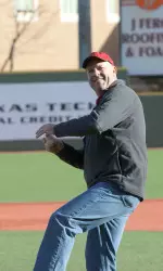 Larry Wallace Throws out the first pitch Saturday at the Brooks Wallace Memoria Classic named for his older brother Brooks.