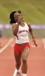 Precious Nwokey is in first place in the women's heptathlon after Day 1 of the Big 12 Championships