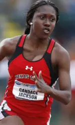 Senior Candace Jackson anchored the Lady Raider 4x400 relay team Saturday as the squad broke a 9-year-old school record Saturday.