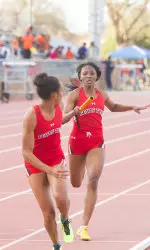 The Lady Raider 4x400 relay team won the invitational elite section at the 55th Annual Mt. SAC Relays Saturday