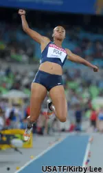 Former Lady Raider Tori Polk finished third overall in the qualifying round of the women's long jump at the IAAF World Championships in Moscow.