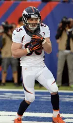 Wes Welker catches a his 41st career touchdown pass