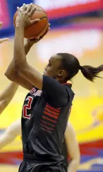 Amber Battle had 15 points on Saturday at Kansas.